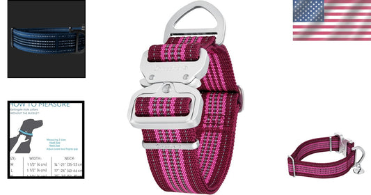 Wine Red Adjustable Dog Collar 1.5 Inch Wide with Strong Aluminum Quick Release