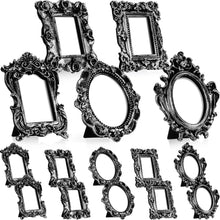 Load image into Gallery viewer, Ornate 15-Piece Black &amp; Silver Mini Picture Frames for Home &amp; Wedding Decor