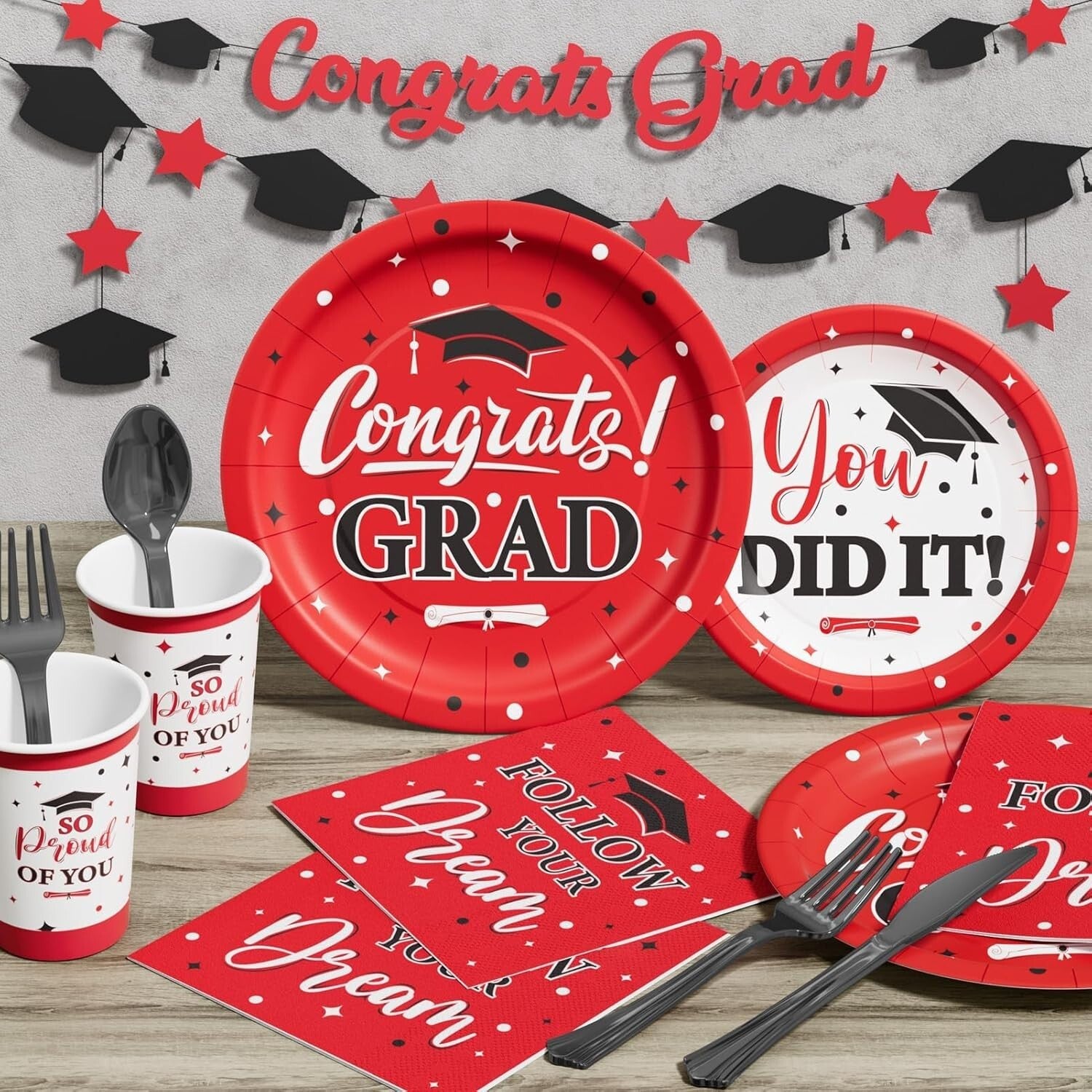 350 PCS Graduation Party Dinnerware Set - Elegant Supplies for Class of 2025