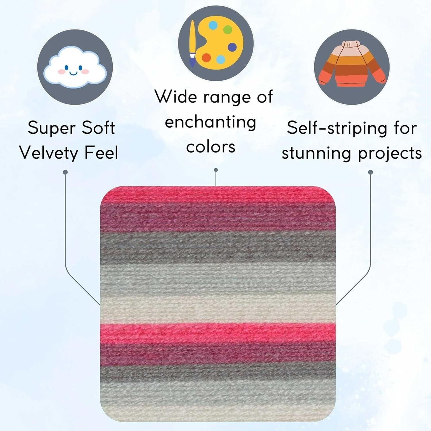 Enchanting Mandala Unicorn Acrylic Yarn - 6 Skeins in Same Dye Lot + Project Bag