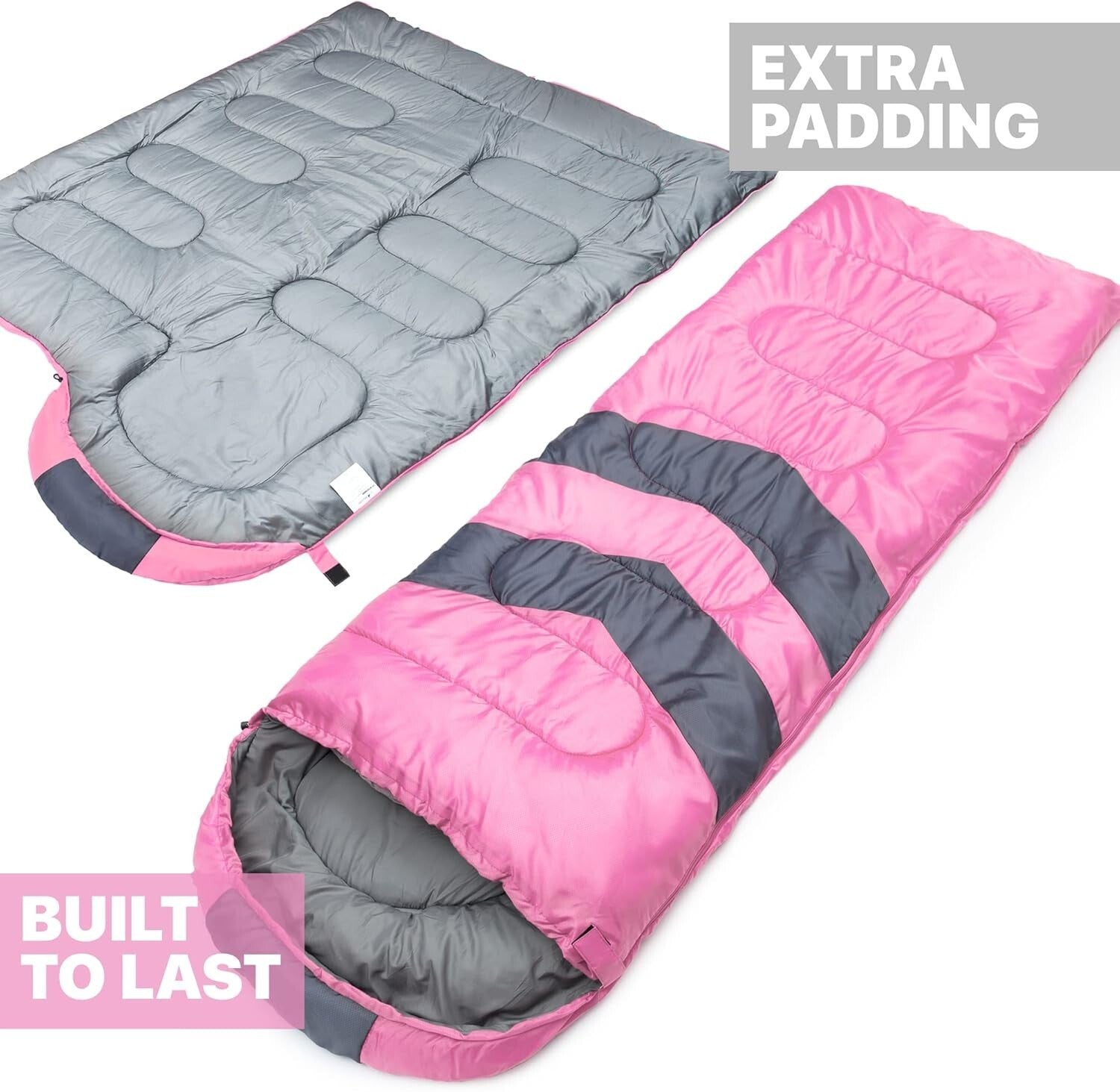 Plush Comfort Sleeping Bag for Adults & Kids - 3 Season, Lightweight, 32°-65°F