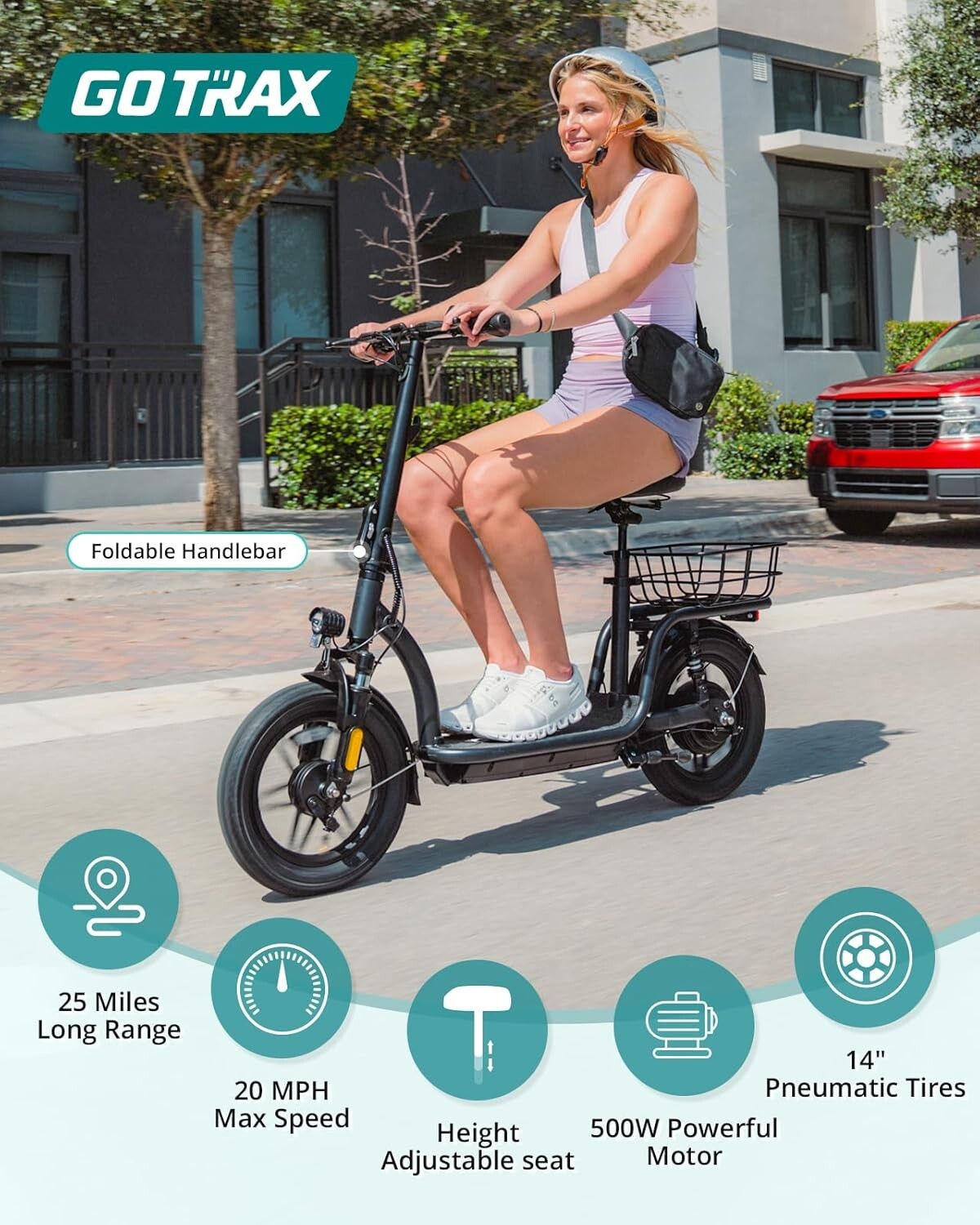 Adult Electric Commuter Scooter - Quiet Ride, Dual Drum Brakes, Wide Deck, 20mph