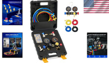 Load image into Gallery viewer, Comprehensive AC Tool Kit: 4-Valve Manifold &amp; Adapters for R22, R134a, R410a