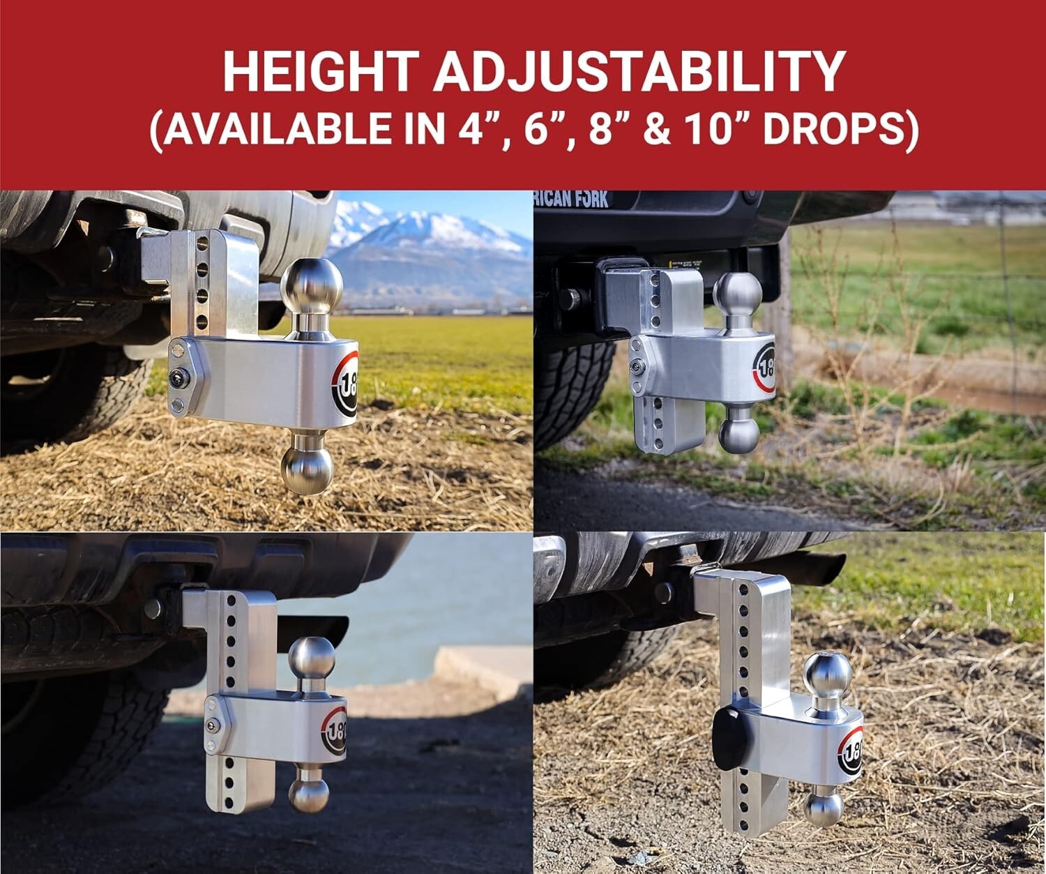 10" Adjustable Drop Hitch with Stainless Steel Tow Balls - Heavy-Duty Towing