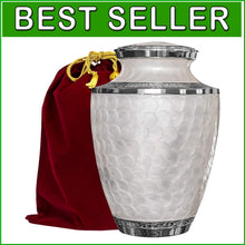 Load image into Gallery viewer, Large Decorative Burial Urn for Human Ashes - Opal Finish with Silver Lining