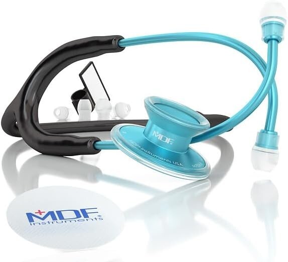 Acoustica Lightweight Dual Head Stethoscope for Doctors and Nurses - Aqua/Black