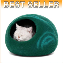 Load image into Gallery viewer, Sleek Dual-Use Cat Cave - 100% Wool Hideaway and Sleep Space for Indoor Cats