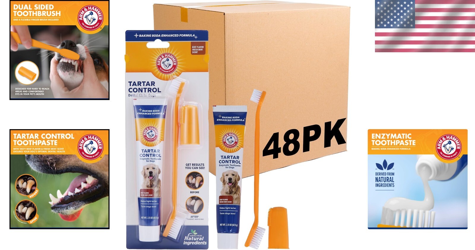3-Piece Dog Dental Care Set with Beef Toothpaste for Fresh Breath & Healthy Gums