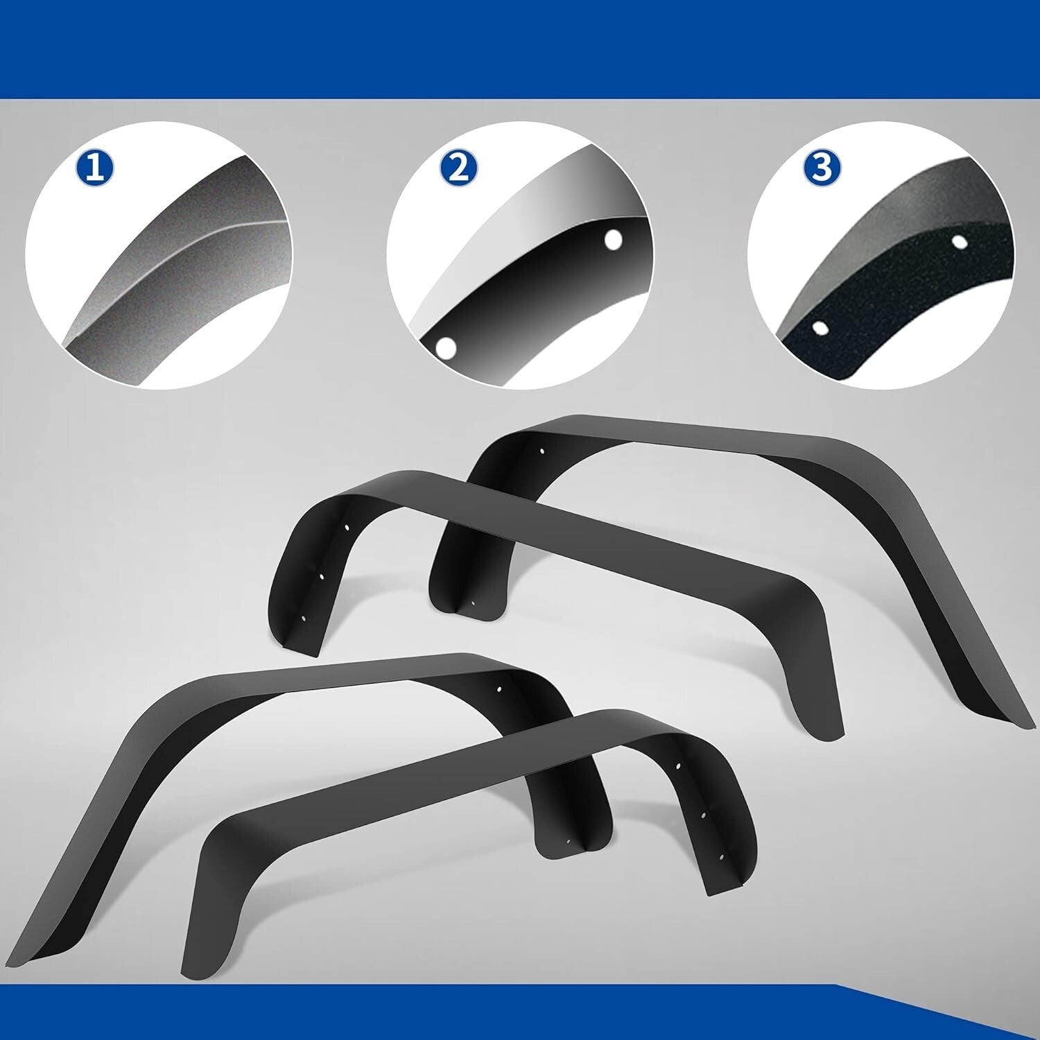 Heavy-Duty Steel Wheel Flares for 1997-2006 Jeep Wrangler TJ & LJ - Easy Install