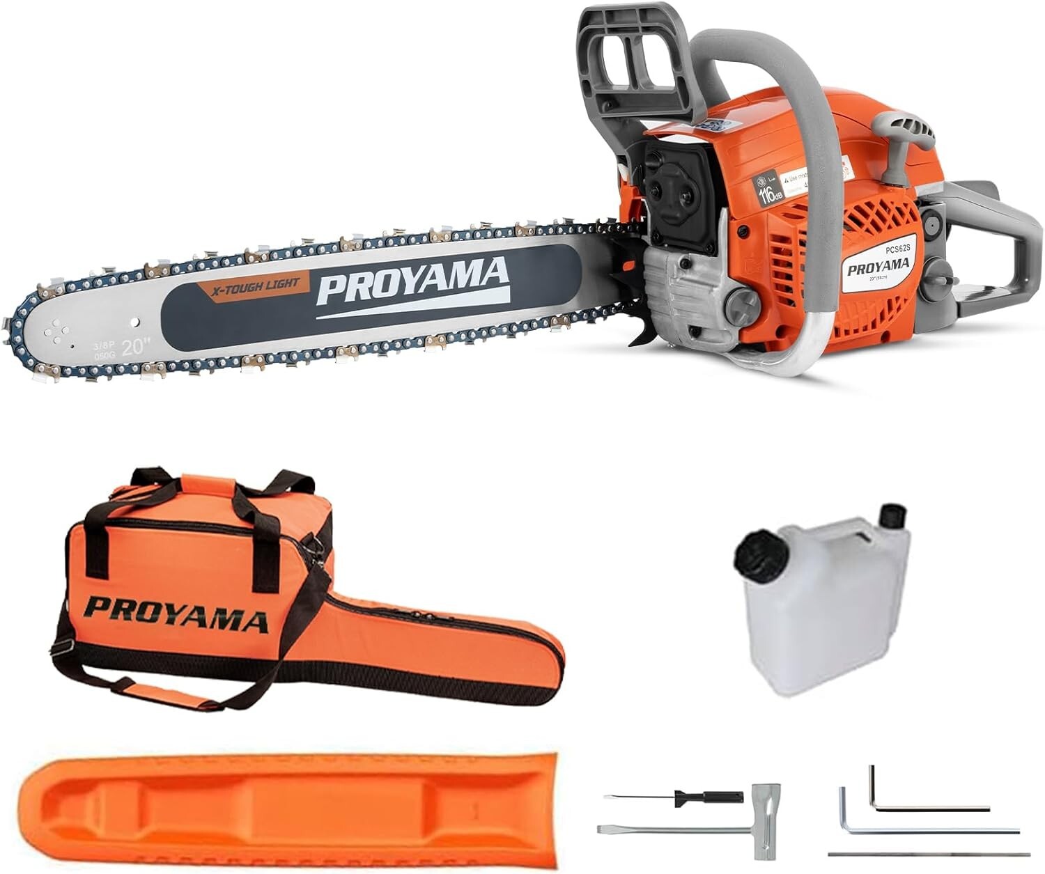 Durable 20 Inch 62CC Gas Chainsaw - Lightweight and Anti-Vibration Design