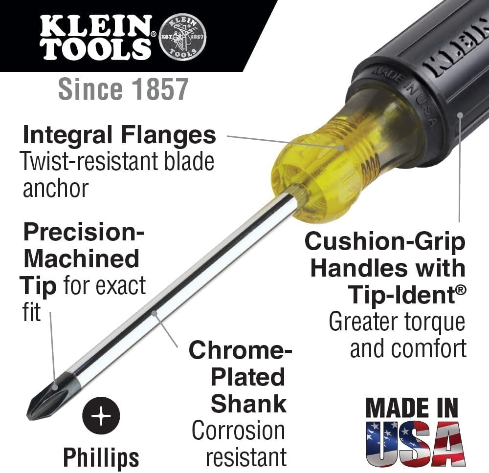 Tip-Ident 4-Piece Screwdriver Set - Slotted and Phillips with Comfort Grip