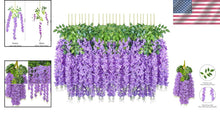Load image into Gallery viewer, Artificial Wisteria Flower Garland - 24 Vibrant Vines for Indoor &amp; Outdoor Use