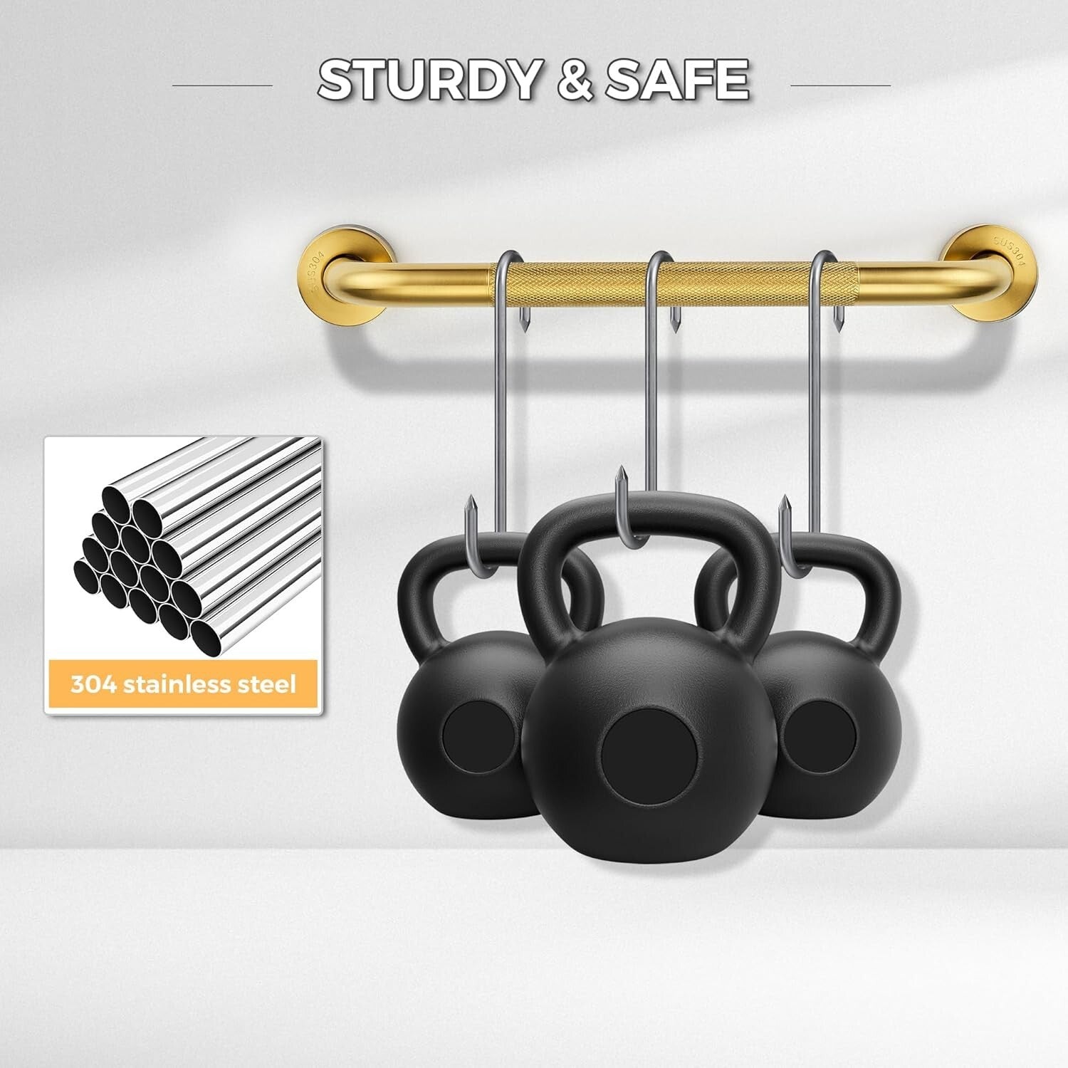 Durable 36-Inch Shower Grab Bars - Non-Slip Stainless Steel Supports for Elderly