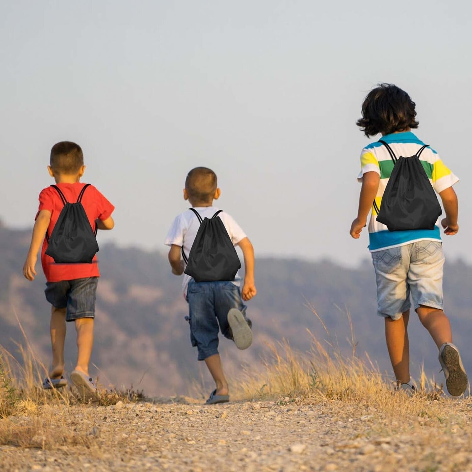 Durable 50 Pcs Black Drawstring Backpack Bulk - Perfect for Gym & Outdoor Fun