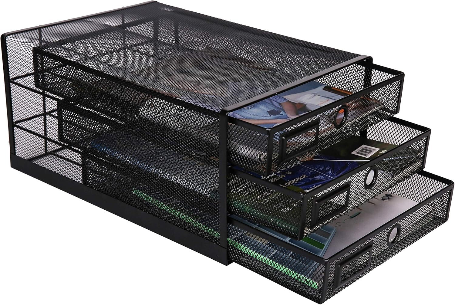 Compact 3-Drawer Letter Tray for Stylish Organization of Documents and Magazines