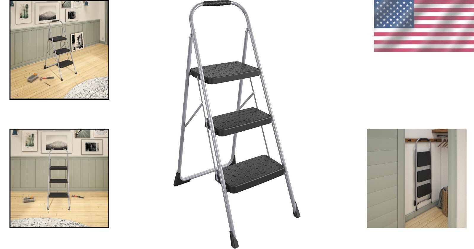 Stable and Lightweight Three-Step Folding Step Stool for Home Improvement Tasks