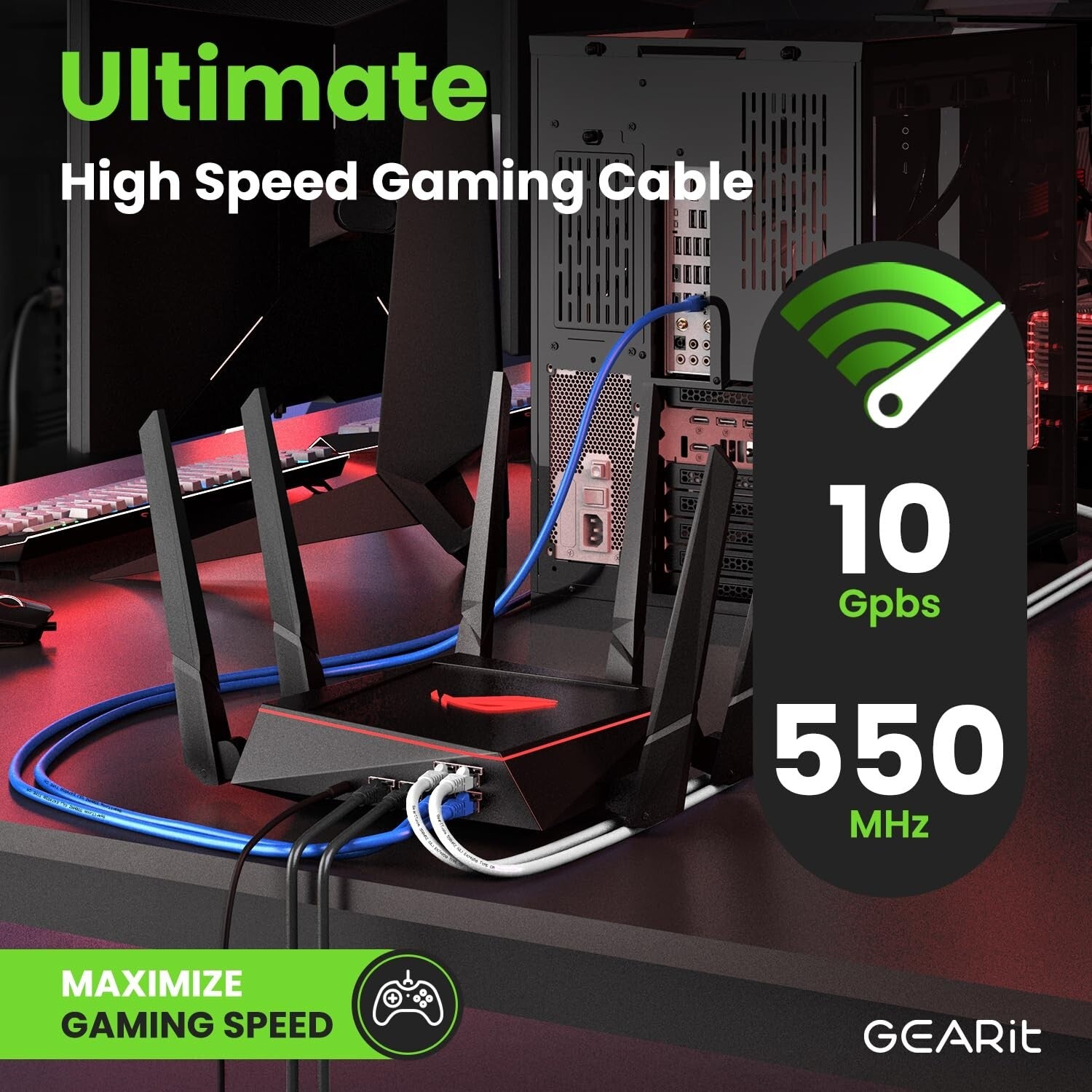 Premium 6 Feet Cat 6 Ethernet Cables, 10Gbps, 24-Pack, Perfect for Home & Office