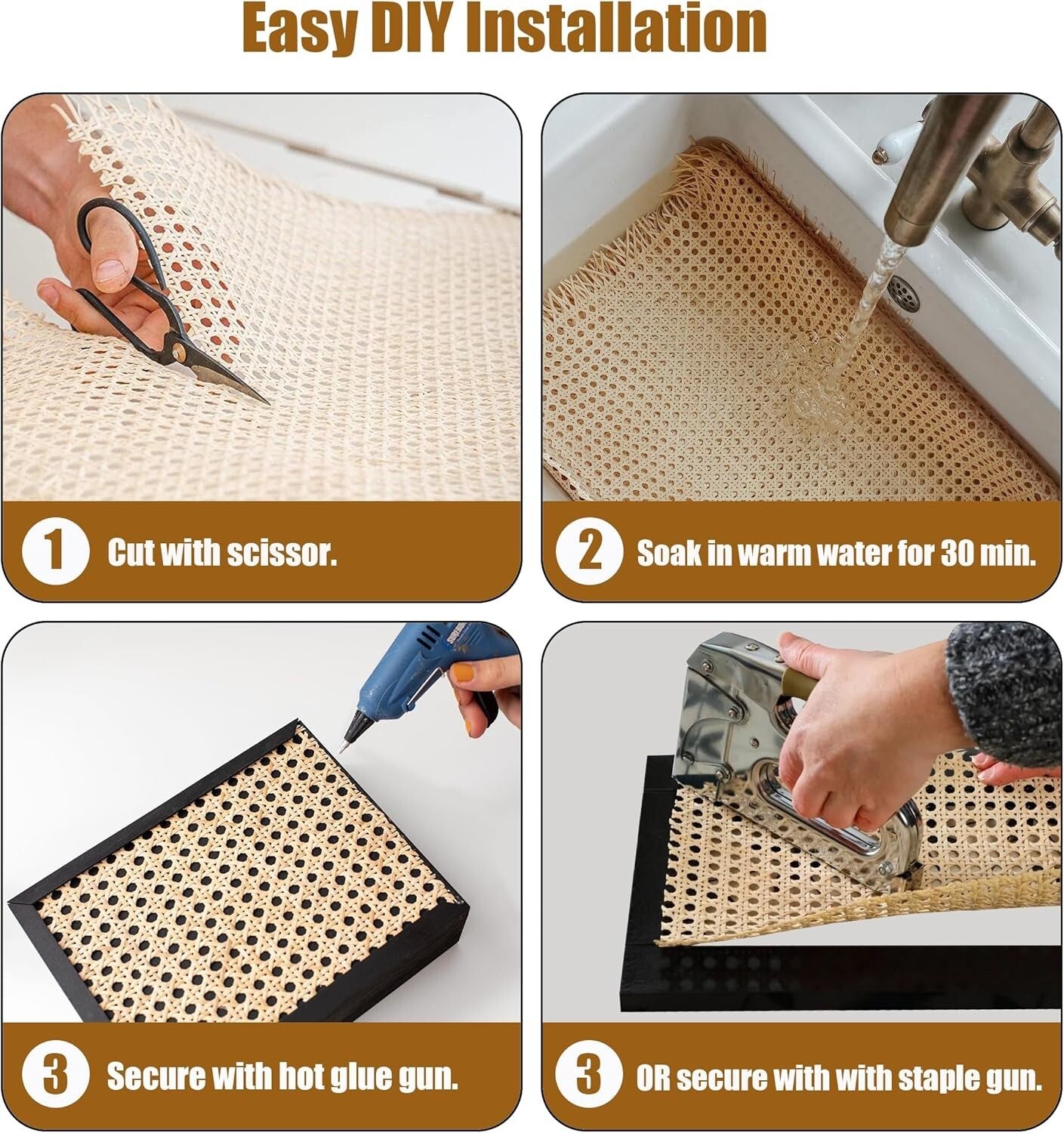 Elegant Natural Color Plastic Rattan Webbing - Ideal for DIY Caning Projects