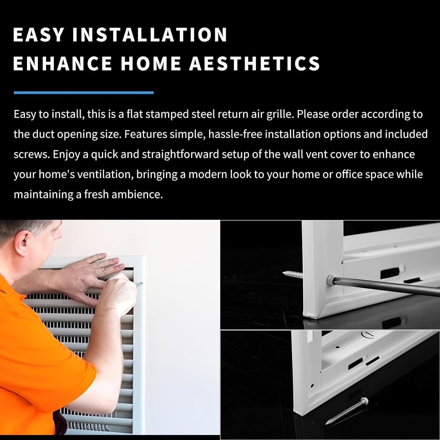 Durable 30''x20'' HVAC Return Vent Cover - Powder Coated Steel and Easy Install