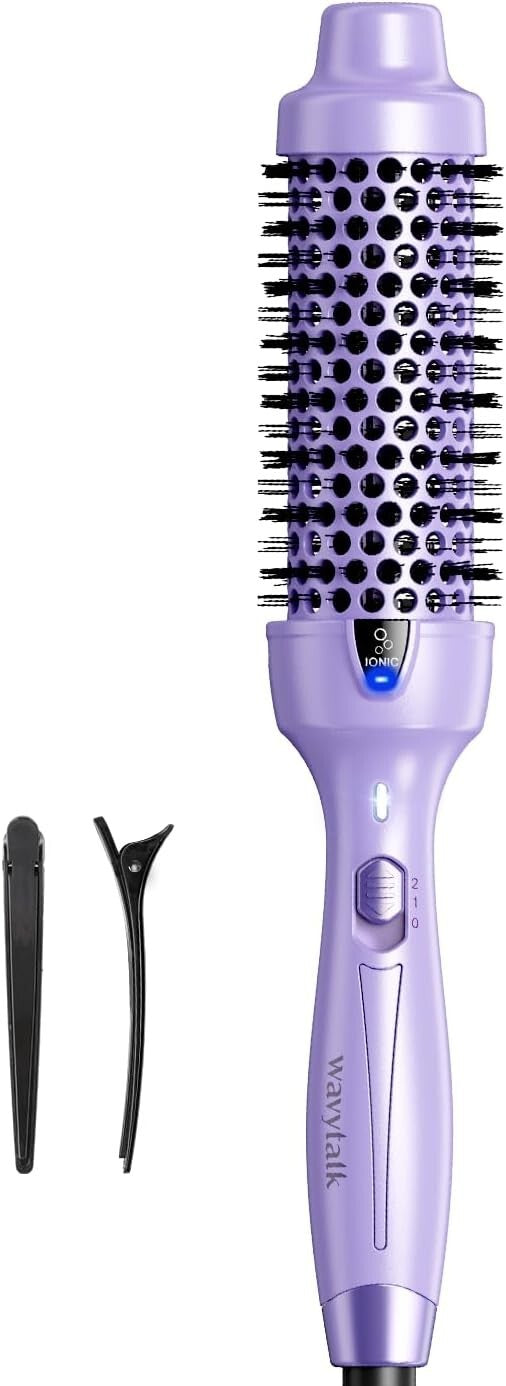 Effortless Curls & Volume: Dual Temp Heated Round Brush for Medium-Length Hair