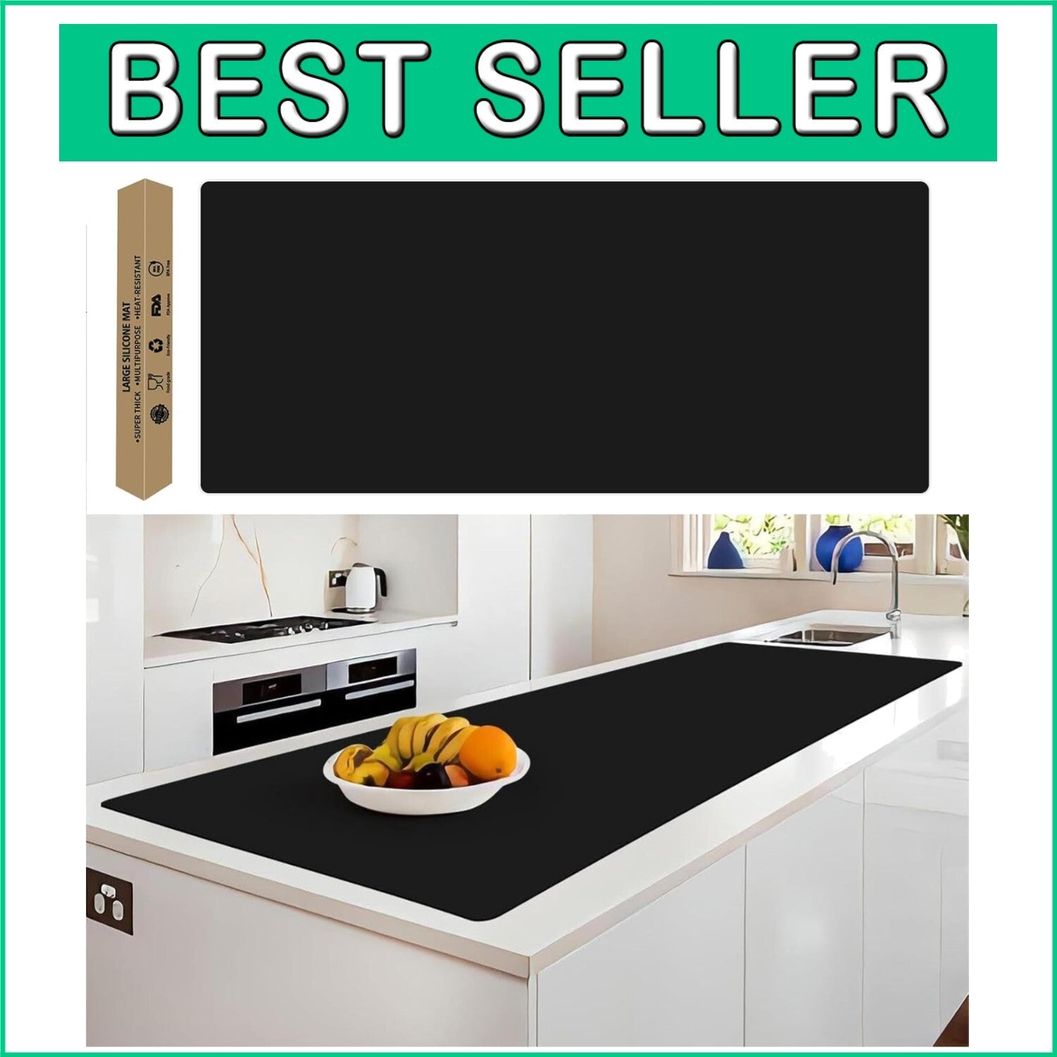 Extra Large Non-Slip Silicone Mat 78.7"x23.6" - Heat Resistant Kitchen Protector