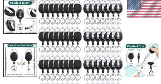 Bulk Retractable ID Badge Reel Holders for Doctors, Nurses, and Office Staff