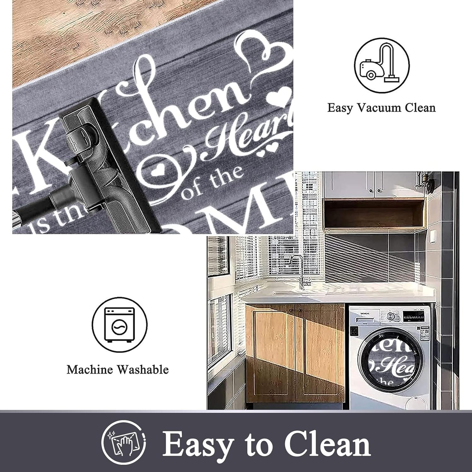 Elegant 3-Piece Boho Kitchen Rug Set - Machine Washable Non-Slip Mats