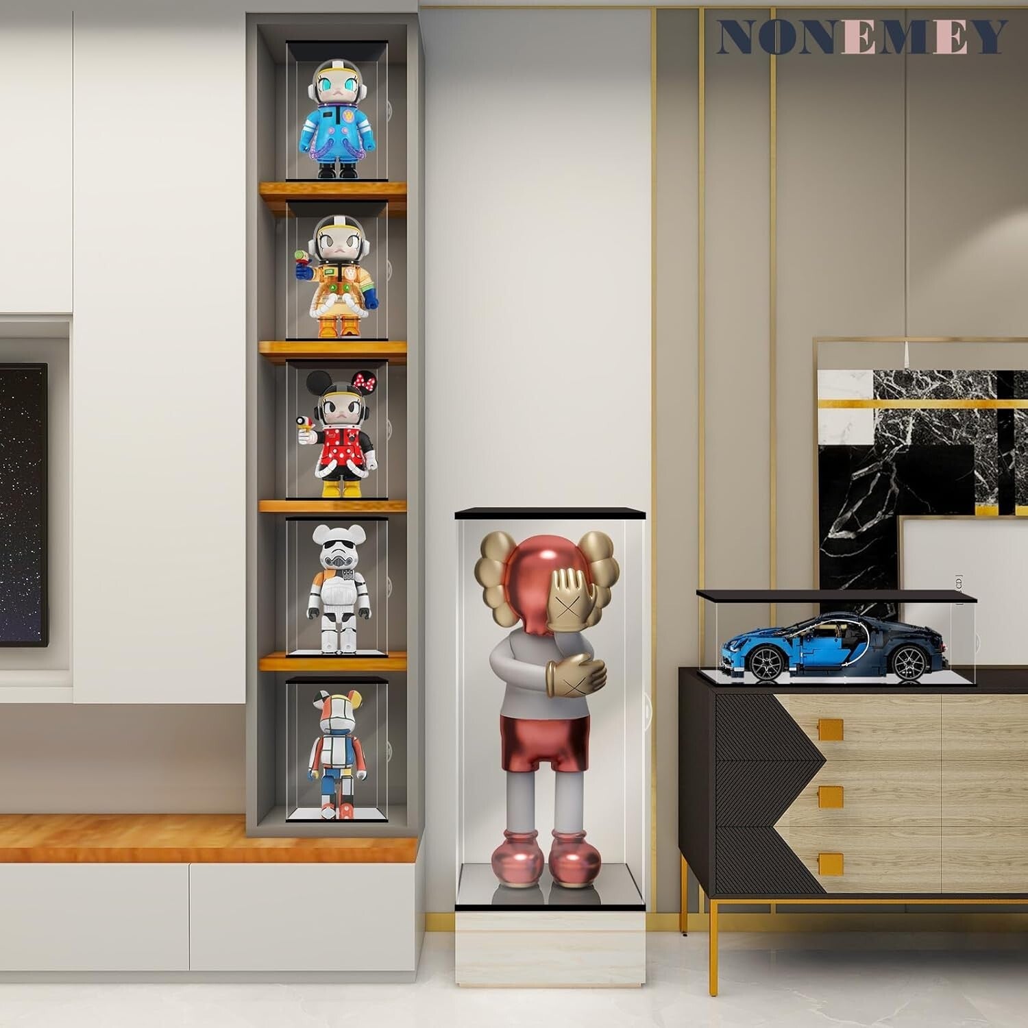 Clear Acrylic Display Case with Remote Control Light - Perfect for Bearbrick