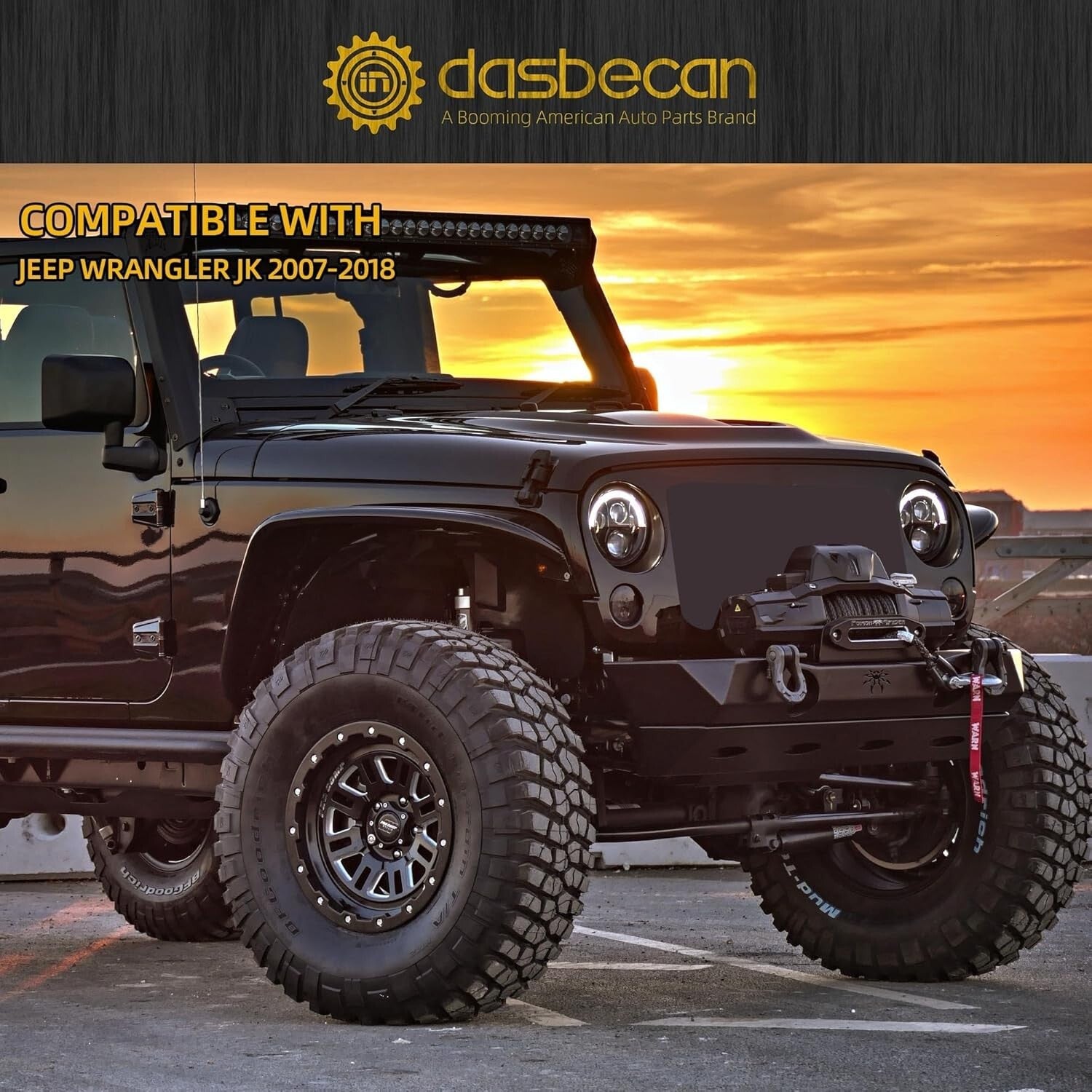 Durable Black Sun Visor for 2007-2018 Jeep Wrangler JK - Improved Bayonet Torque