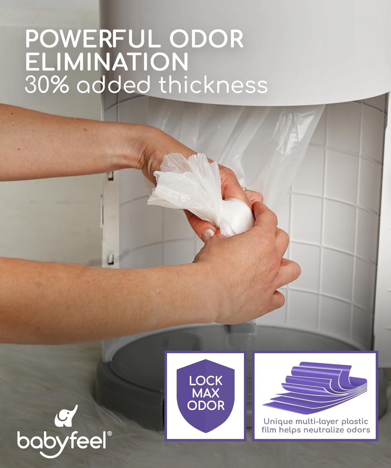 8 Count Extra Durable Refill Bags for DEKOR PLUS Diaper Pail - Odor Eliminating