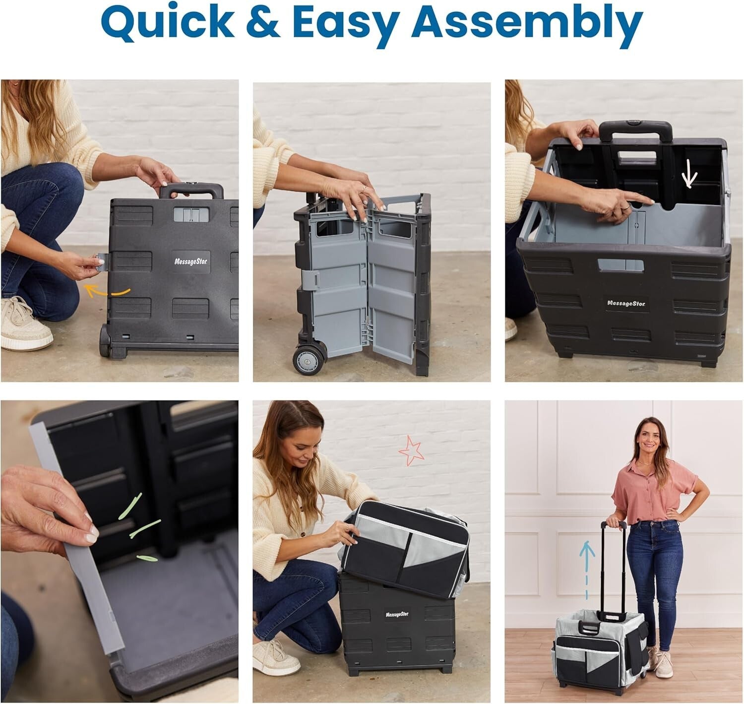 Ergonomic Rolling Storage Cart with Removable Canvas Organizer - Easy Transport