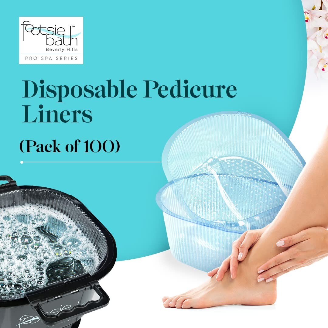 FootsieBath Compatible Disposable Pedicure Liners - 100 Count for Easy Cleanup