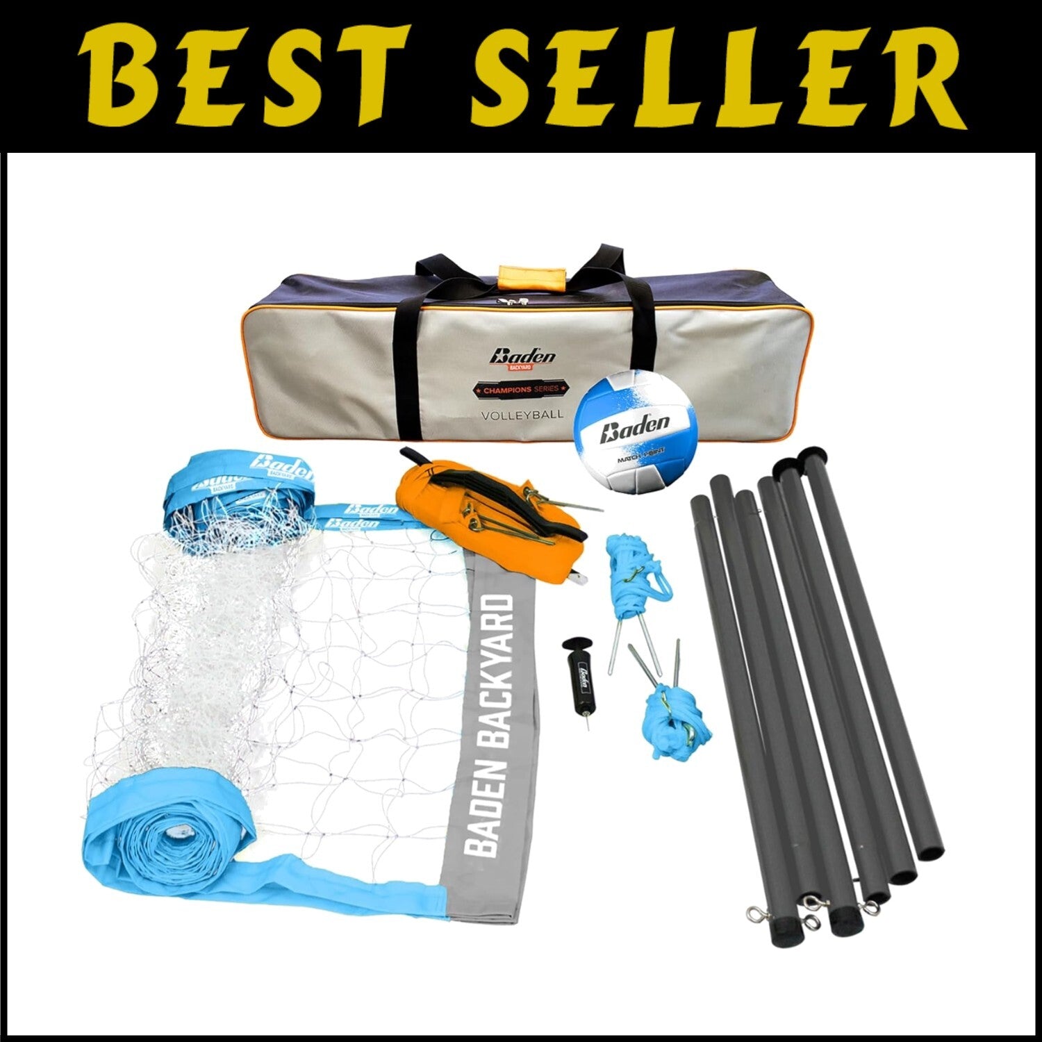 Weather-Resistant Backyard Volleyball Set with Toddler-Safe Poles & Accessories