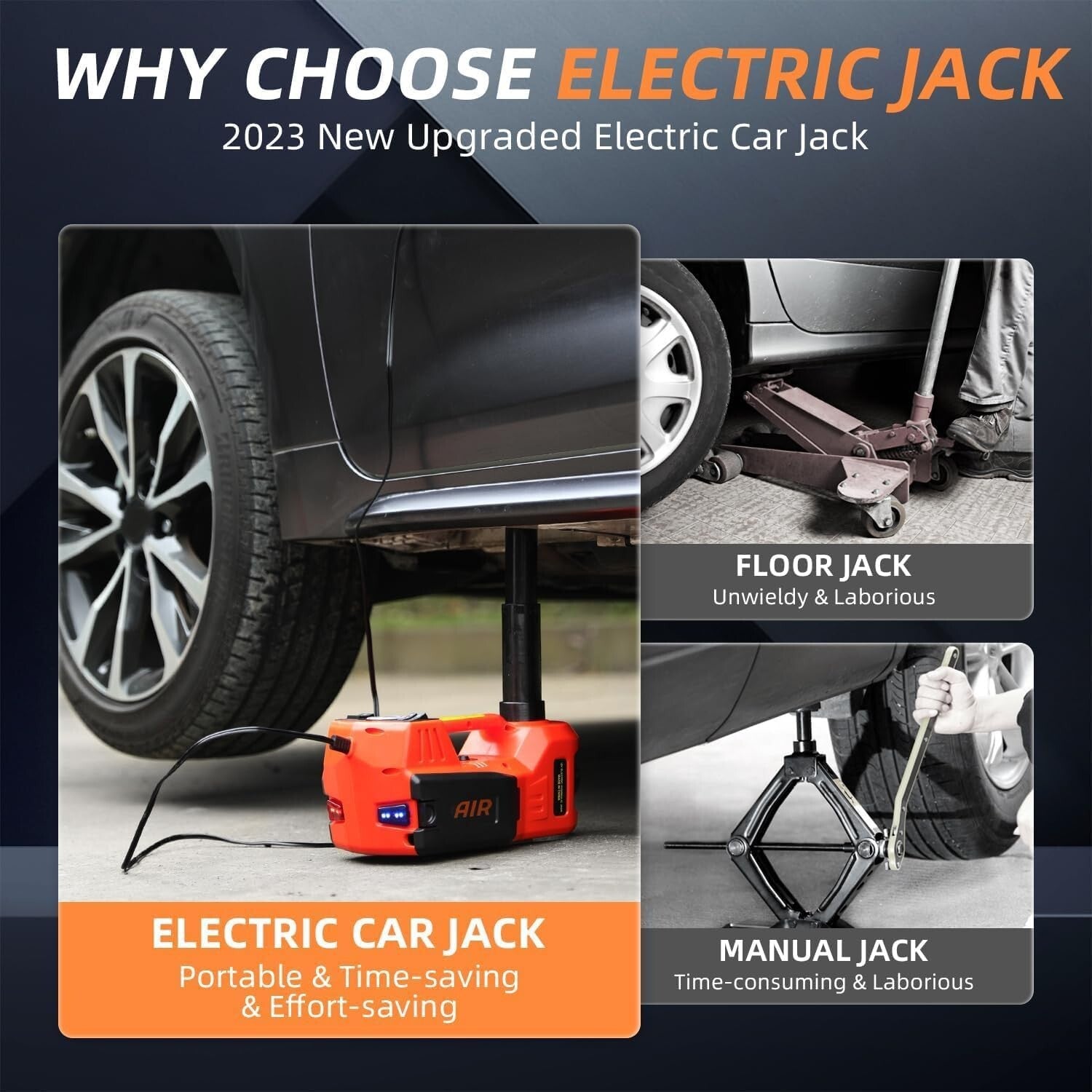 Portable 12V Electric Jack Kit: 5 Ton Capacity with Impact Wrench & Accessories