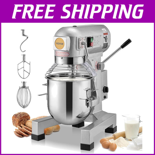 Professional 10Qt Mixer with 3 Adjustable Speeds - Ideal for Commercial Kitchens