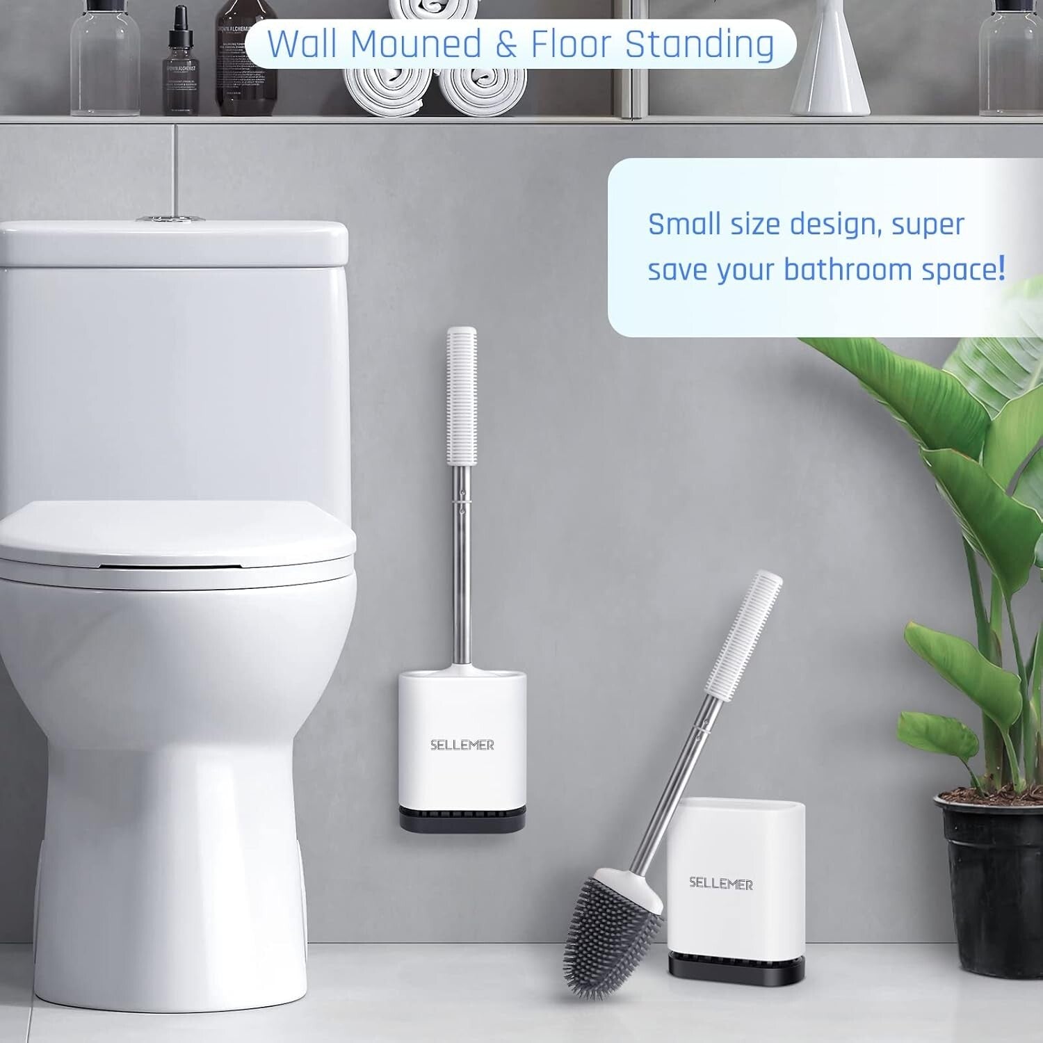 Flexible Silicone Toilet Brush with Stainless Steel Holder - Modern Cleanliness