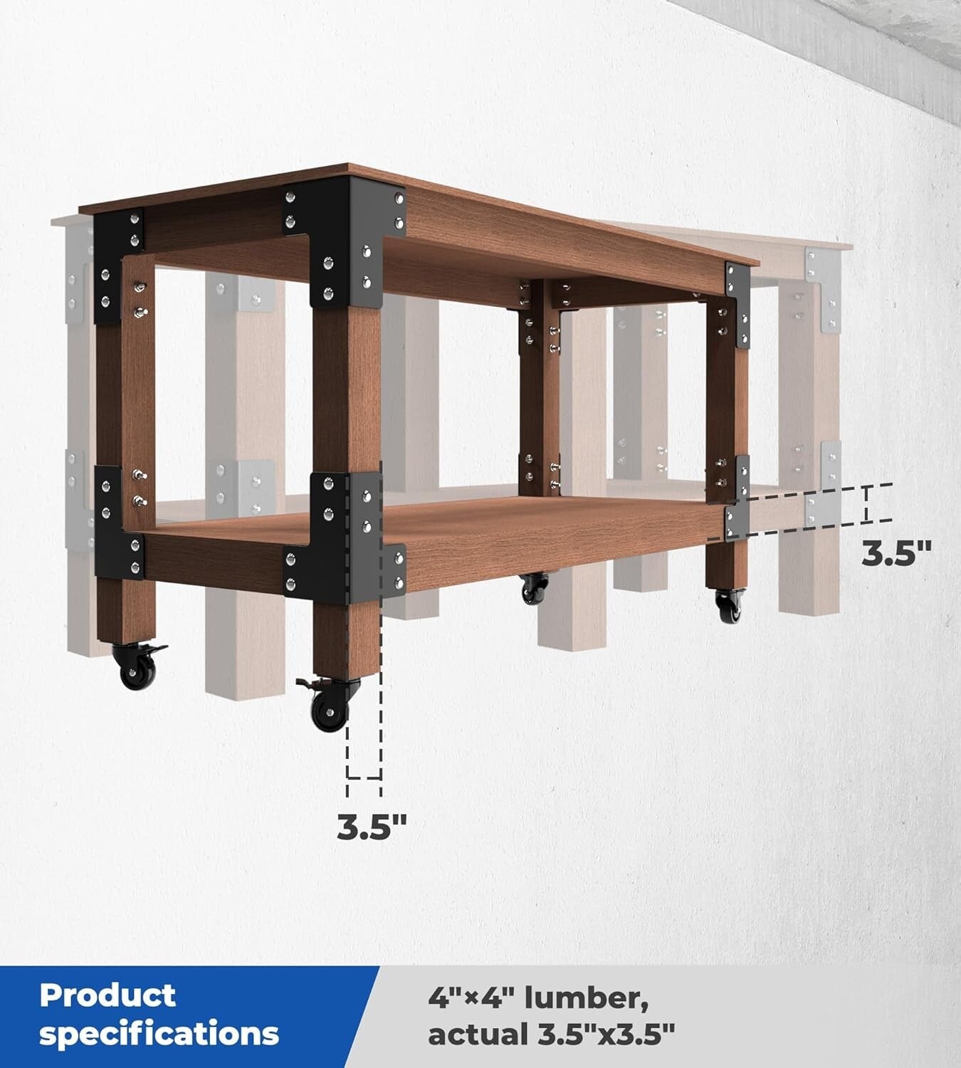 Black Coated 8pcs Heavy-Duty Brackets - Essential for Sturdy Workbench Setup