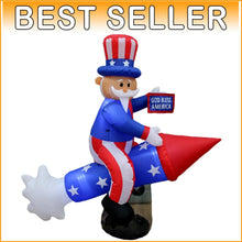 Load image into Gallery viewer, Independence Day 6-Foot Inflatable Uncle Sam with Bright LED Lights - Easy Setup
