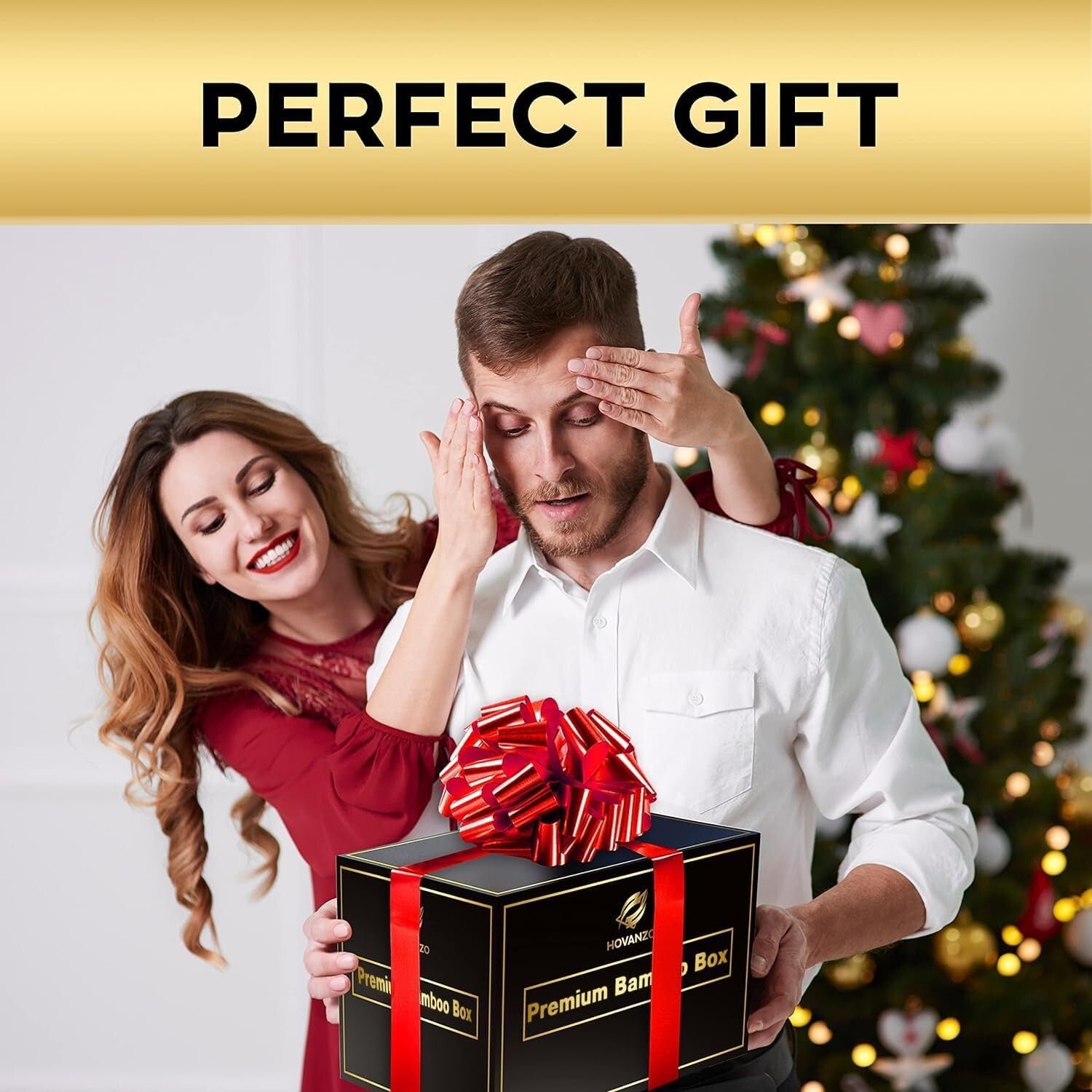 Elegant Large Bamboo Storage Box with Customizable Tray & Decorative Glass Jars