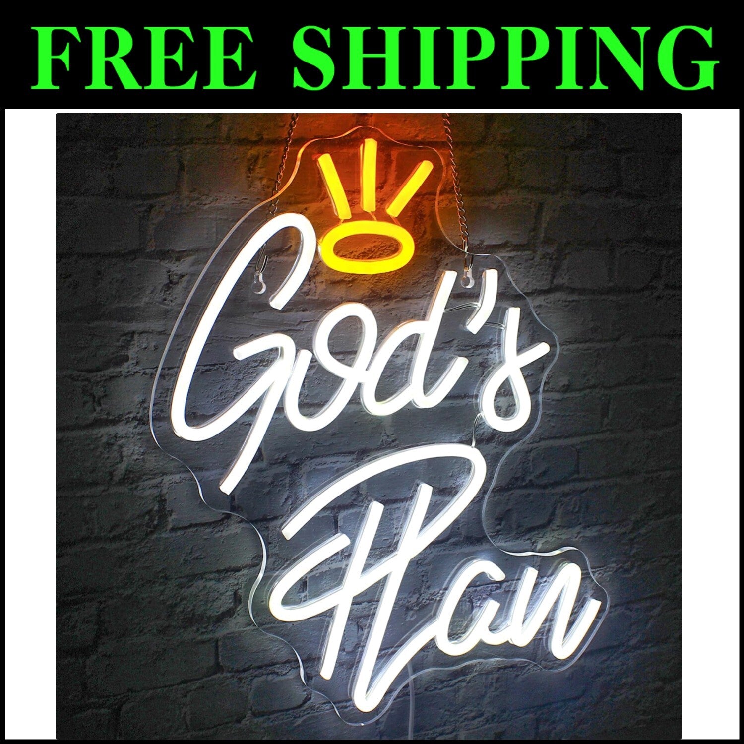 Elegant USB-Powered Neon Wall Sign - God's Plan Light for Bedroom & Living Room