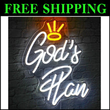 Load image into Gallery viewer, Elegant USB-Powered Neon Wall Sign - God's Plan Light for Bedroom &amp; Living Room