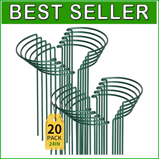 20 Pack Metal Plant Supports - 10" Wide x 24" High Interlocking Garden Cages