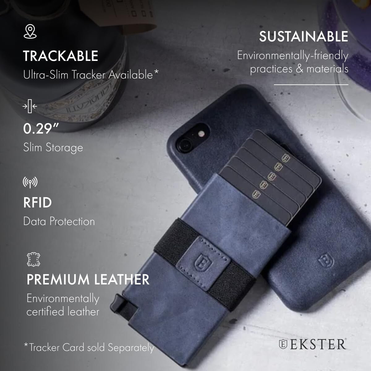 Men's Minimalist Wallet - Durable RFID Cardholder with Quick Access - Steel Blue