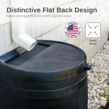 Load image into Gallery viewer, Sleek Black 50-Gallon Eco Rain Barrel for Space-Saving Water Storage