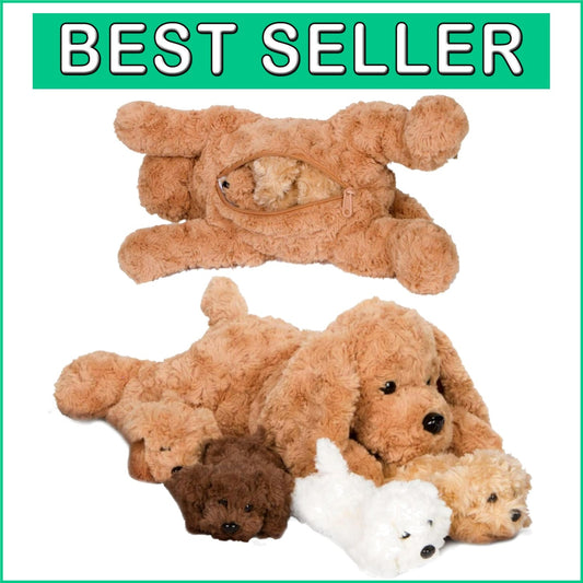 Adopt Your Puppy Family: Enchanting Labradoodle Plush with Four Puppies Included