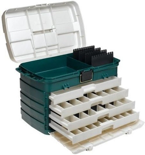 Versatile 4-Drawer Fishing Tackle Box with Removable Bait Racks and Tool Storage