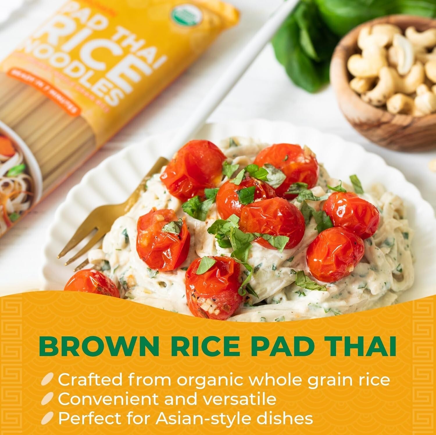 Sustainable Organic Pad Thai Noodles - Heirloom Brown Rice, 8 Oz (Pack of 8)