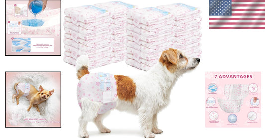 Comfortable Pink Disposable Dog Diapers for Female Dogs - 360° Leak Protection
