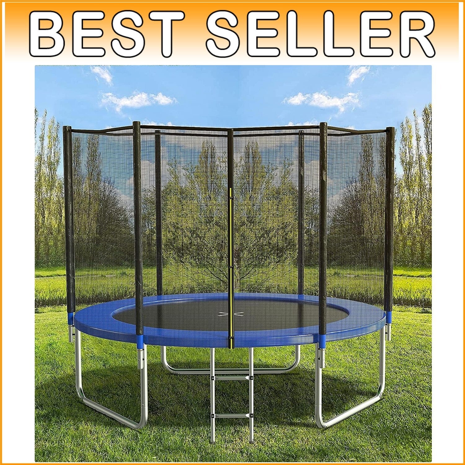 8FT Heavy-Duty Outdoor Trampoline with Ladder, Enclosure, and Spring Cover