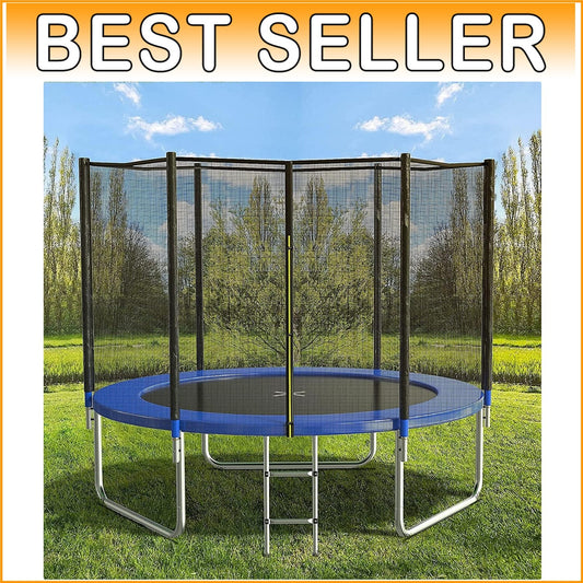 8FT Heavy-Duty Outdoor Trampoline with Ladder, Enclosure, and Spring Cover